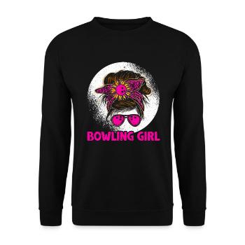 Bowling Girl Funny Ladies Team Bowler Sport - Unisex Pullover - Schwarz - Vorne - Alina (178cm) & Michal (187cm)