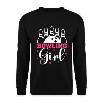 Bowling Girl Funny Ladies Team Bowler Sport - Unisex Pullover - Schwarz - Vorne - Alina (178cm) & Michal (187cm)