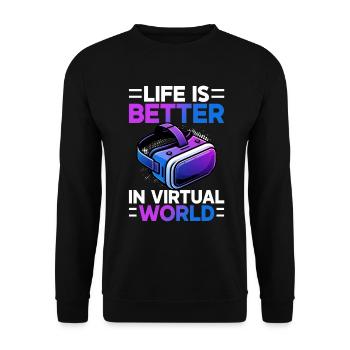 Virtual Reality Athlet Witzer VR Gamer Headset - Unisex Pullover - Schwarz - Vorne - Alina (178cm) & Michal (187cm)