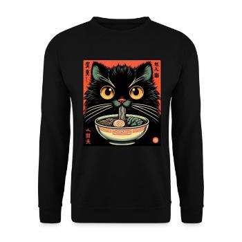 Chat Ramen Nouilles Anime Japonais Chat Chaton - Sweat-shirt Unisexe - noir - Devant - Alina (178cm) & Michal (187cm)