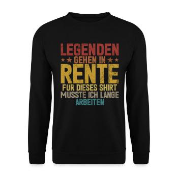 Légende de la retraite Drôle de pension Pension Retraité - Sweat-shirt Unisexe - noir - Devant - Alina (178cm) & Michal (187cm)