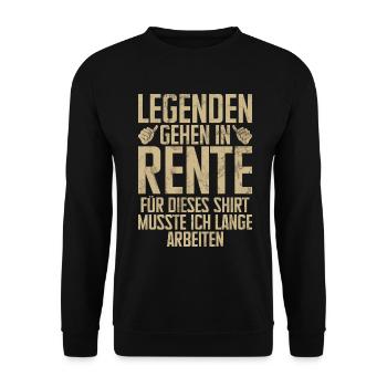 Légende de la retraite Drôle de pension Pension Retraité - Sweat-shirt Unisexe - noir - Devant - Alina (178cm) & Michal (187cm)