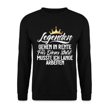Légende de la retraite Drôle de pension Pension Retraité - Sweat-shirt Unisexe - noir - Devant - Alina (178cm) & Michal (187cm)