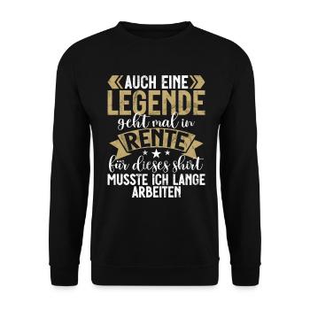 Légende de la retraite Drôle de pension Pension Retraité - Sweat-shirt Unisexe - noir - Devant - Alina (178cm) & Michal (187cm)