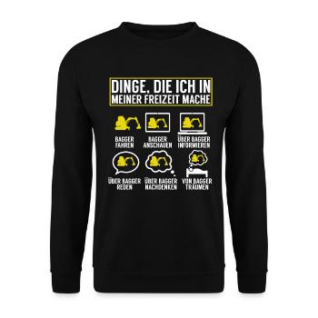 Baggerfahrer Lustige Bauarbeiter Beruf Excavator - Unisex Pullover - Schwarz - Vorne - Alina (178cm) & Michal (187cm)