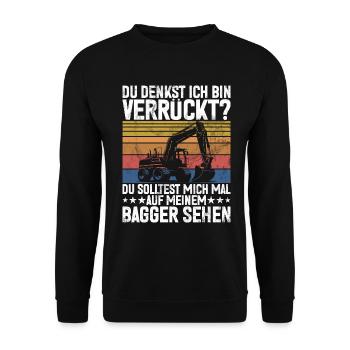 Baggerfahrer Lustige Bauarbeiter Beruf Excavator - Unisex Pullover - Schwarz - Vorne - Alina (178cm) & Michal (187cm)
