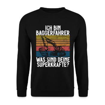 Baggerfahrer Lustige Bauarbeiter Beruf Excavator - Unisex Pullover - Schwarz - Vorne - Alina (178cm) & Michal (187cm)