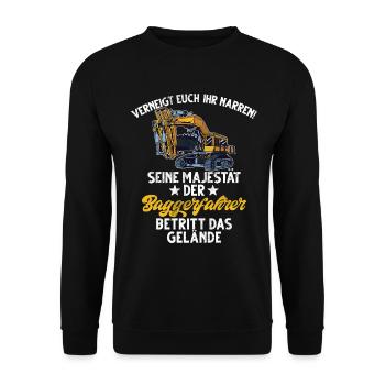 Baggerfahrer Lustige Bauarbeiter Beruf Excavator - Unisex Pullover - Schwarz - Vorne - Alina (178cm) & Michal (187cm)