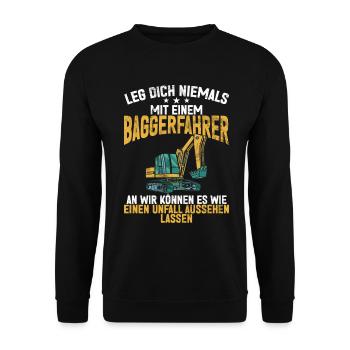 Baggerfahrer Lustige Bauarbeiter Beruf Excavator - Unisex Pullover - Schwarz - Vorne - Alina (178cm) & Michal (187cm)