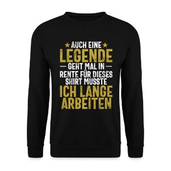 Legend Retirement Funny Motif Pensioner - Unisex Sweatshirt - black - Front - Alina (178cm) & Michal (187cm)