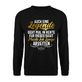 Legend Retirement Funny Motif Pensioner - Unisex Sweatshirt - black - Front - Alina (178cm) & Michal (187cm)