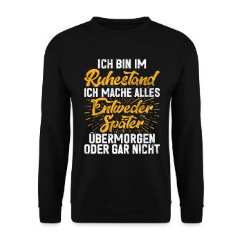Légende de la retraite Drôle de pension Pension Retraité - Sweat-shirt Unisexe - noir - Devant - Alina (178cm) & Michal (187cm)