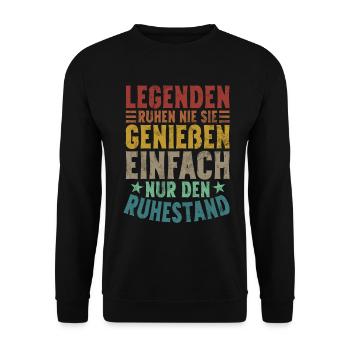 Légende de la retraite Drôle de pension Pension Retraité - Sweat-shirt Unisexe - noir - Devant - Alina (178cm) & Michal (187cm)