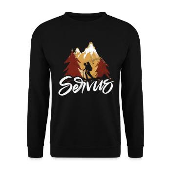 Berge Natur Bergsteigen Alpen Klettern Wandern - Unisex Pullover - Schwarz - Vorne - Alina (178cm) & Michal (187cm)