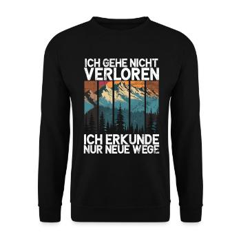 Berge Natur Bergsteigen Alpen Klettern Wandern - Unisex Pullover - Schwarz - Vorne - Alina (178cm) & Michal (187cm)