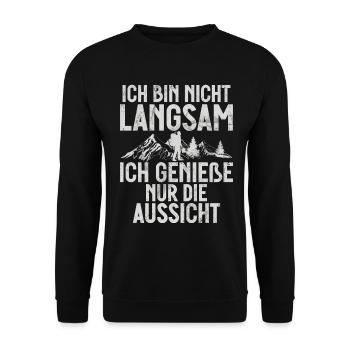 Berge Natur Bergsteigen Alpen Klettern Wandern - Unisex Pullover - Schwarz - Vorne - Alina (178cm) & Michal (187cm)