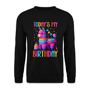 Lama Pinata Süße Alpaka -Tiergeburtstagsfiesta - Unisex Pullover - Schwarz - Vorne - Alina (178cm) & Michal (187cm)