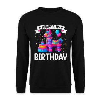 Lama Pinata Süße Alpaka -Tiergeburtstagsfiesta - Unisex Pullover - Schwarz - Vorne - Alina (178cm) & Michal (187cm)