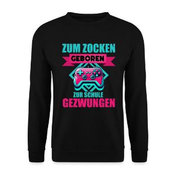Né pour jouer, forcé d’aller à l’école, jouer - Sweat-shirt Unisexe - noir - Devant - Alina (178cm) & Michal (187cm)