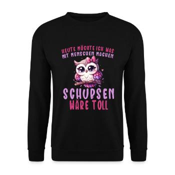 Aujourd’hui, je veux pousser les gens à hibou - Sweat-shirt Unisexe - noir - Devant - Alina (178cm) & Michal (187cm)
