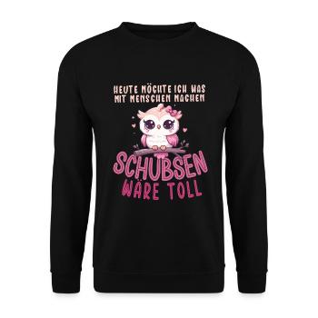 Aujourd’hui, je veux pousser les gens à hibou - Sweat-shirt Unisexe - noir - Devant - Alina (178cm) & Michal (187cm)