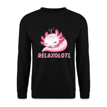 Relaxolotl Axolotl Late Riser Sleeping Chilling - Unisex Sweatshirt - black - Front - Alina (178cm) & Michal (187cm)