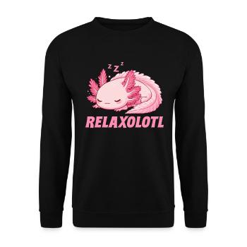 Relaxolotl Axolotl Late Riser Sleeping Chilling - Unisex Sweatshirt - black - Front - Alina (178cm) & Michal (187cm)
