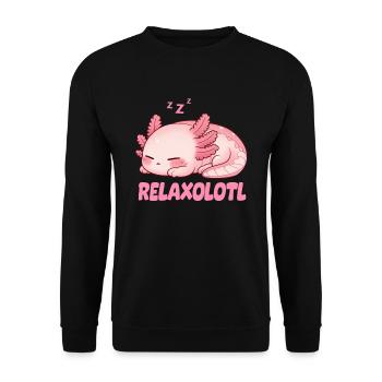 Relaxolotl Axolotl Late Riser Sleeping Chilling - Unisex Sweatshirt - black - Front - Alina (178cm) & Michal (187cm)