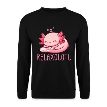Relaxolotl Axolotl Late Riser Sleeping Chilling - Unisex Sweatshirt - black - Front - Alina (178cm) & Michal (187cm)