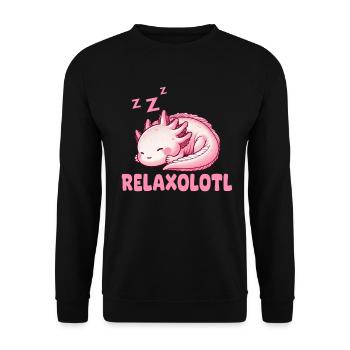 Relaxolotl Axolotl Late Riser Sleeping Chilling - Unisex Sweatshirt - black - Front - Alina (178cm) & Michal (187cm)