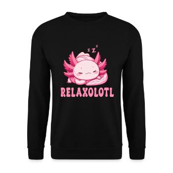 Relaxolotl Axolotl Late Riser Sleeping Chilling - Unisex Sweatshirt - black - Front - Alina (178cm) & Michal (187cm)