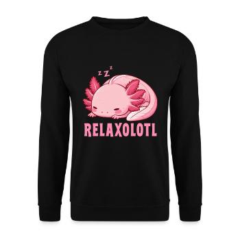 Relaxolotl Axolotl Late Riser Sleeping Chilling - Unisex Sweatshirt - black - Front - Alina (178cm) & Michal (187cm)