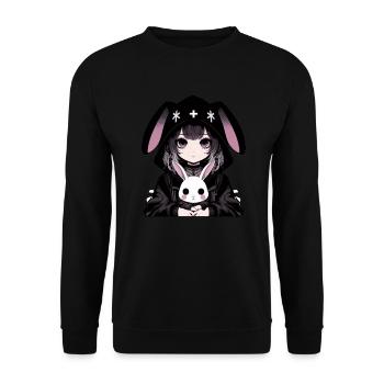 Goth Lapin Anime Fille Kawaii Gothique Effrayant - Sweat-shirt Unisexe - noir - Devant - Alina (178cm) & Michal (187cm)