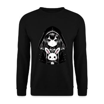 Goth Lapin Anime Fille Kawaii Gothique Effrayant - Sweat-shirt Unisexe - noir - Devant - Alina (178cm) & Michal (187cm)