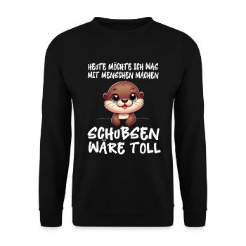 Today I want to do something with people Push - Unisex Sweatshirt - black - Front - Alina (178cm) & Michal (187cm)