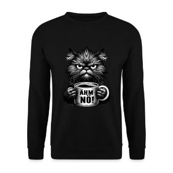 Um, Nope, Cat, Funny, Sarcastic, Tea, Coffee - Unisex Sweatshirt - black - Front - Alina (178cm) & Michal (187cm)