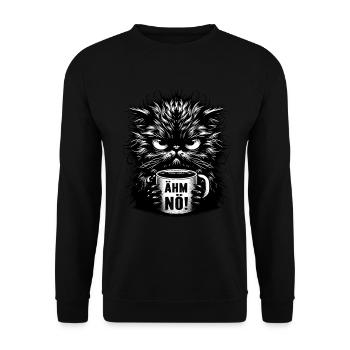 Um, Nope, Cat, Funny, Sarcastic, Tea, Coffee - Unisex Sweatshirt - black - Front - Alina (178cm) & Michal (187cm)