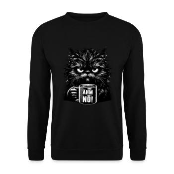 Hum, non, Chat, Drôle, Sarcastique, Thé, Café - Sweat-shirt Unisexe - noir - Devant - Alina (178cm) & Michal (187cm)