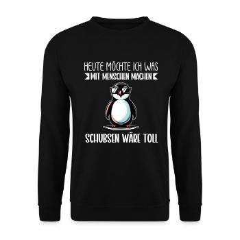 Today I want to do something with people Push - Unisex Sweatshirt - black - Front - Alina (178cm) & Michal (187cm)