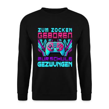 Né pour jouer, forcé d’aller à l’école, jouer - Sweat-shirt Unisexe - noir - Devant - Alina (178cm) & Michal (187cm)