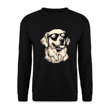Lustiger Golden Retriever - Unisex Pullover - Schwarz - Vorne - Alina (178cm) & Michal (187cm)