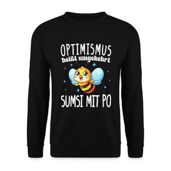 L’optimisme signifie à l’inverse Sumsi avec les fesses plus drôles - Sweat-shirt Unisexe - noir - Devant - Alina (178cm) & Michal (187cm)