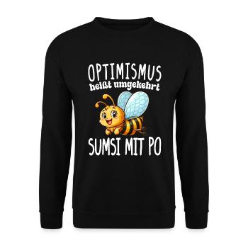 L’optimisme signifie à l’inverse Sumsi avec les fesses plus drôles - Sweat-shirt Unisexe - noir - Devant - Alina (178cm) & Michal (187cm)
