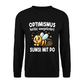 L’optimisme signifie à l’inverse Sumsi avec les fesses plus drôles - Sweat-shirt Unisexe - noir - Devant - Alina (178cm) & Michal (187cm)