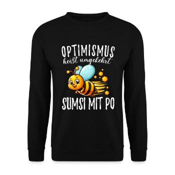 L’optimisme signifie à l’inverse Sumsi avec les fesses plus drôles - Sweat-shirt Unisexe - noir - Devant - Alina (178cm) & Michal (187cm)