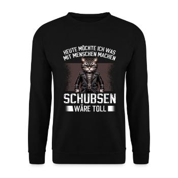 Today I want to push people cat - Unisex Sweatshirt - black - Front - Alina (178cm) & Michal (187cm)
