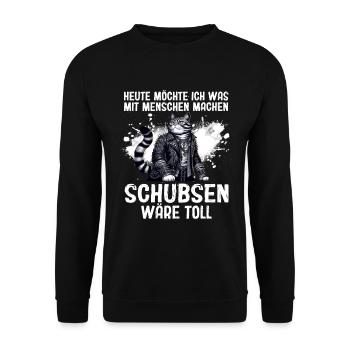 Today I want to push people cat - Unisex Sweatshirt - black - Front - Alina (178cm) & Michal (187cm)