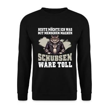 Today I want to push people cat - Unisex Sweatshirt - black - Front - Alina (178cm) & Michal (187cm)