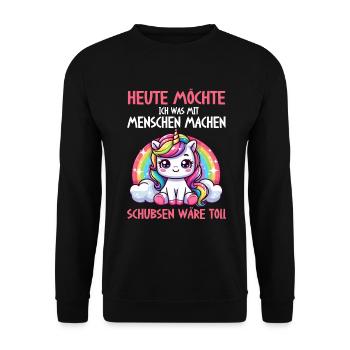 Today I want to do something with people Push - Unisex Sweatshirt - black - Front - Alina (178cm) & Michal (187cm)