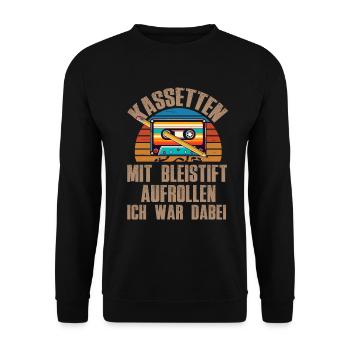 Kassetten Player Mixtape Musik 80er Vintage Retro - Unisex Pullover - Schwarz - Vorne - Alina (178cm) & Michal (187cm)